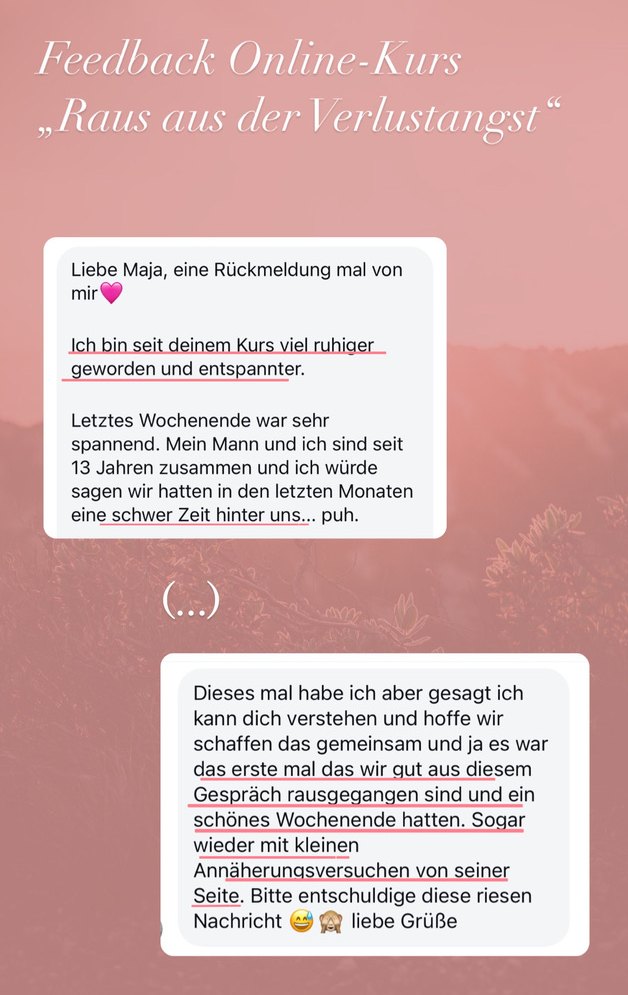 Feedback zum Onlinekurs: Ich bin seit deinem Kurs viel ruhiger und entspannter geworden